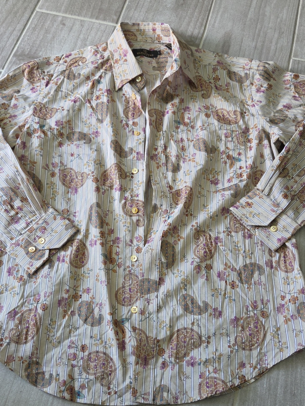 Bugatchi Uomo Vintage Cream Paisley & Pink Floral Button-Down Shirt